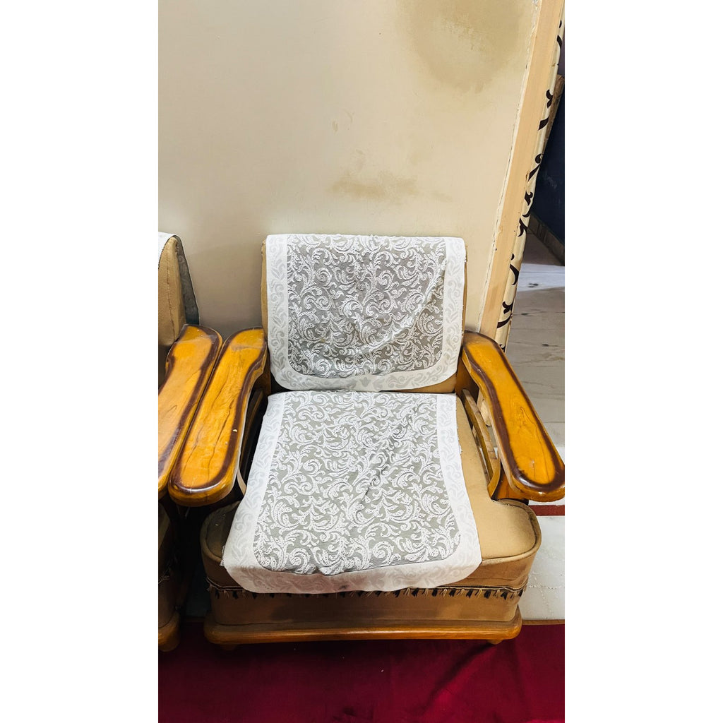Beige Wooden Sofa Set, 3+1+1 - used item in Gurugram - photo 4