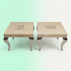 Marble Top Peg Tables Set of 2