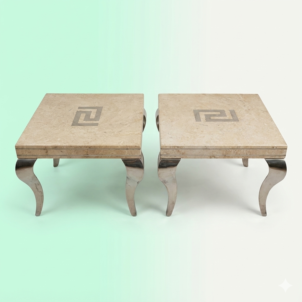 Marble Top Peg Tables Set of 2