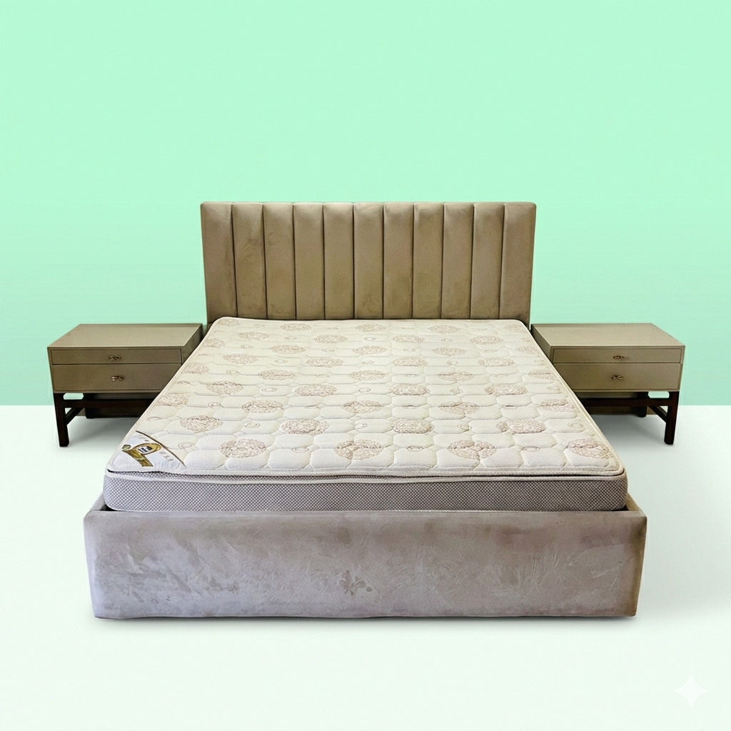 King size bed with mattress + side tables