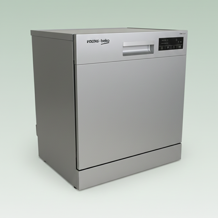 Gray dishwasher on a white background
