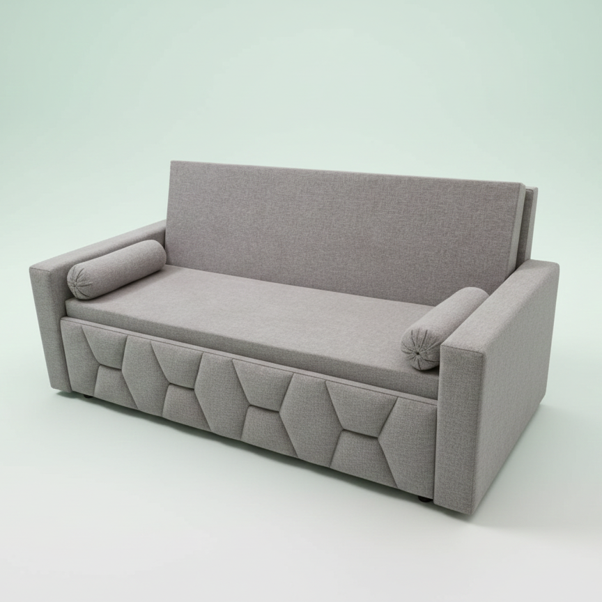 Gray sofa bed on a white background