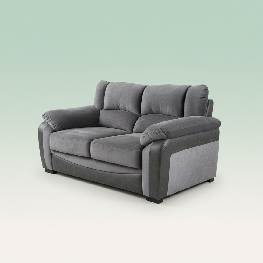 Gray sofa on a light green background