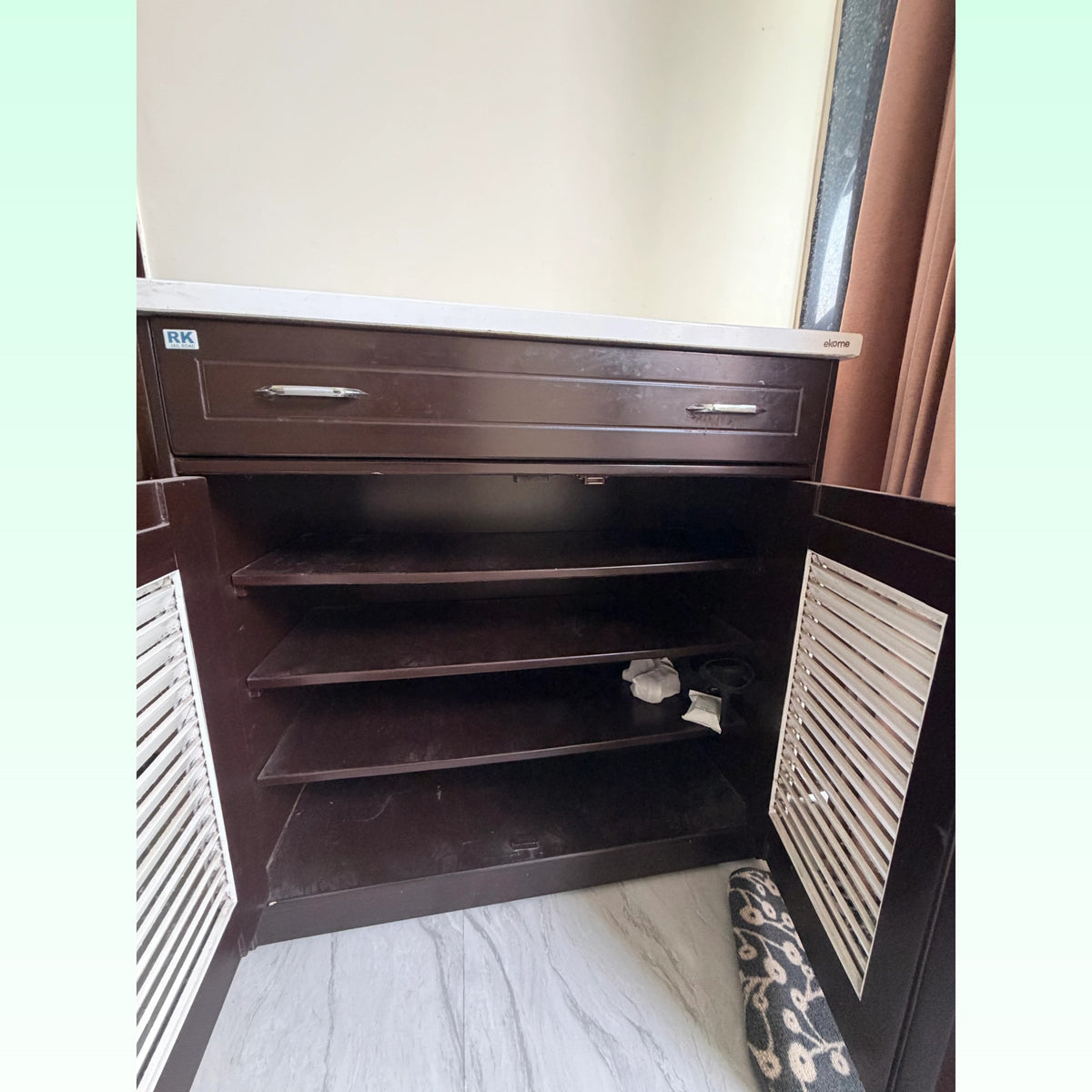 Shoe Cabinet with Drawer and Louvered Doors photo 1
