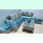L-Shaped Sofa Set with 2 Ottomans and Centre Table photo 2
