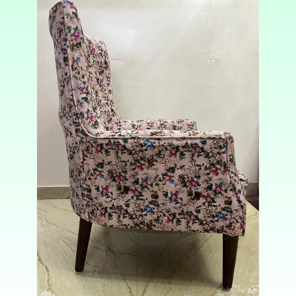Pair of Floral Wingback Lounge Chairs photo 2