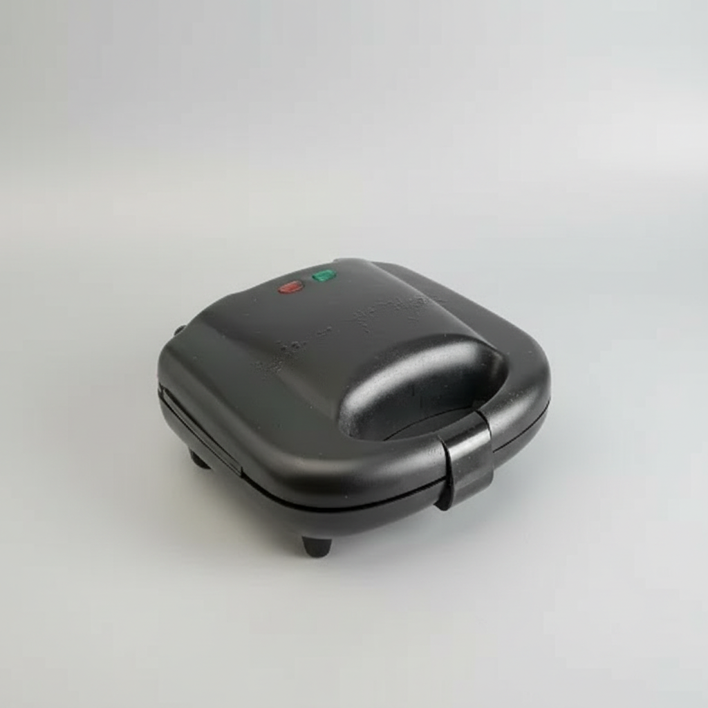 Black sandwich toaster on a light gray background