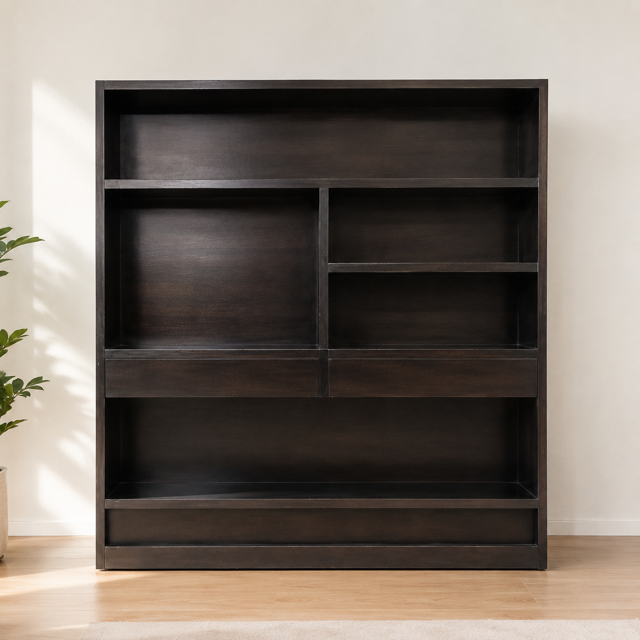 Large Black Wooden Bookshelf