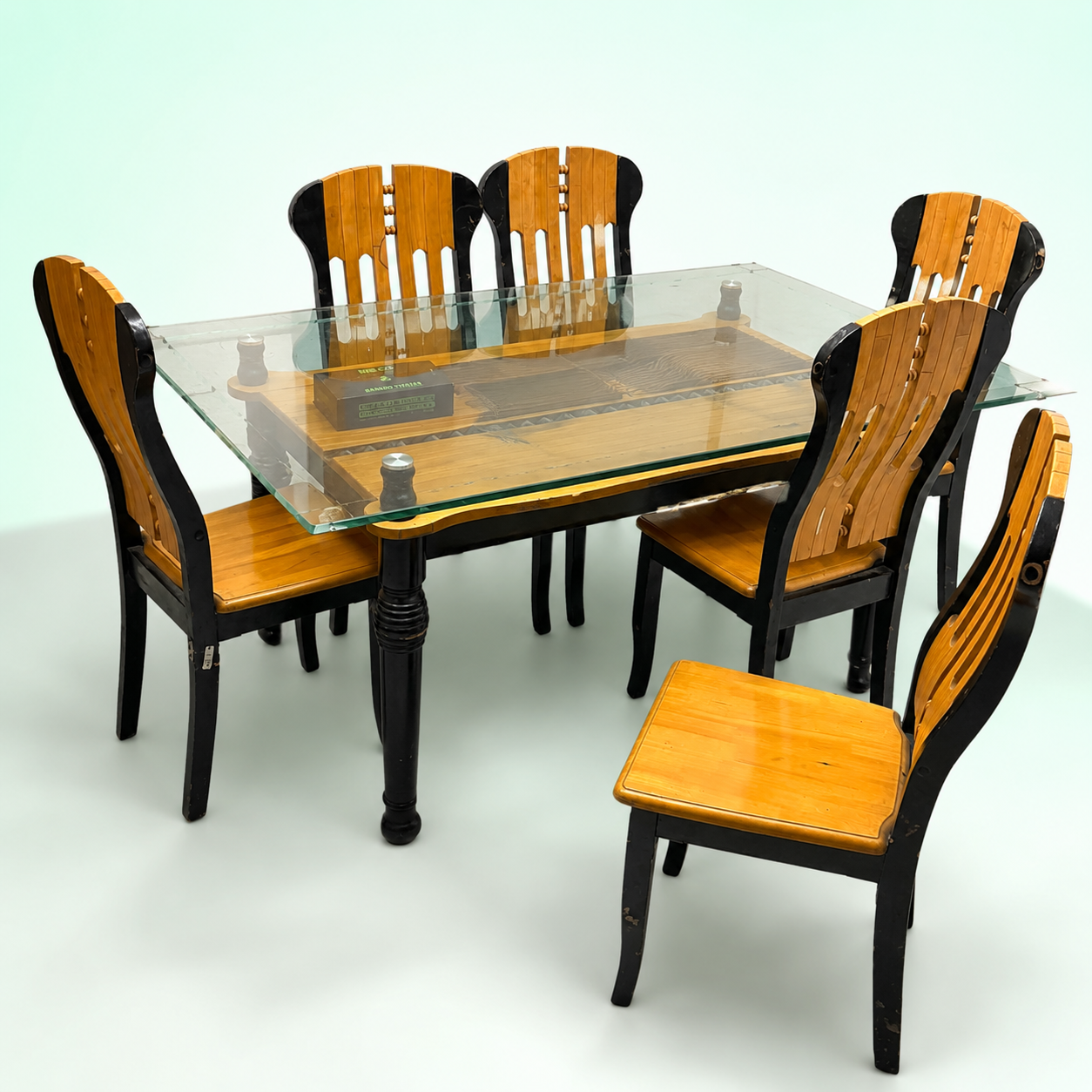 6-Seater Glass Top Dining Table