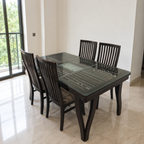 Glass Dining Table with 4 Chairs