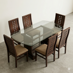 6 Seater Wooden Dining Table Set