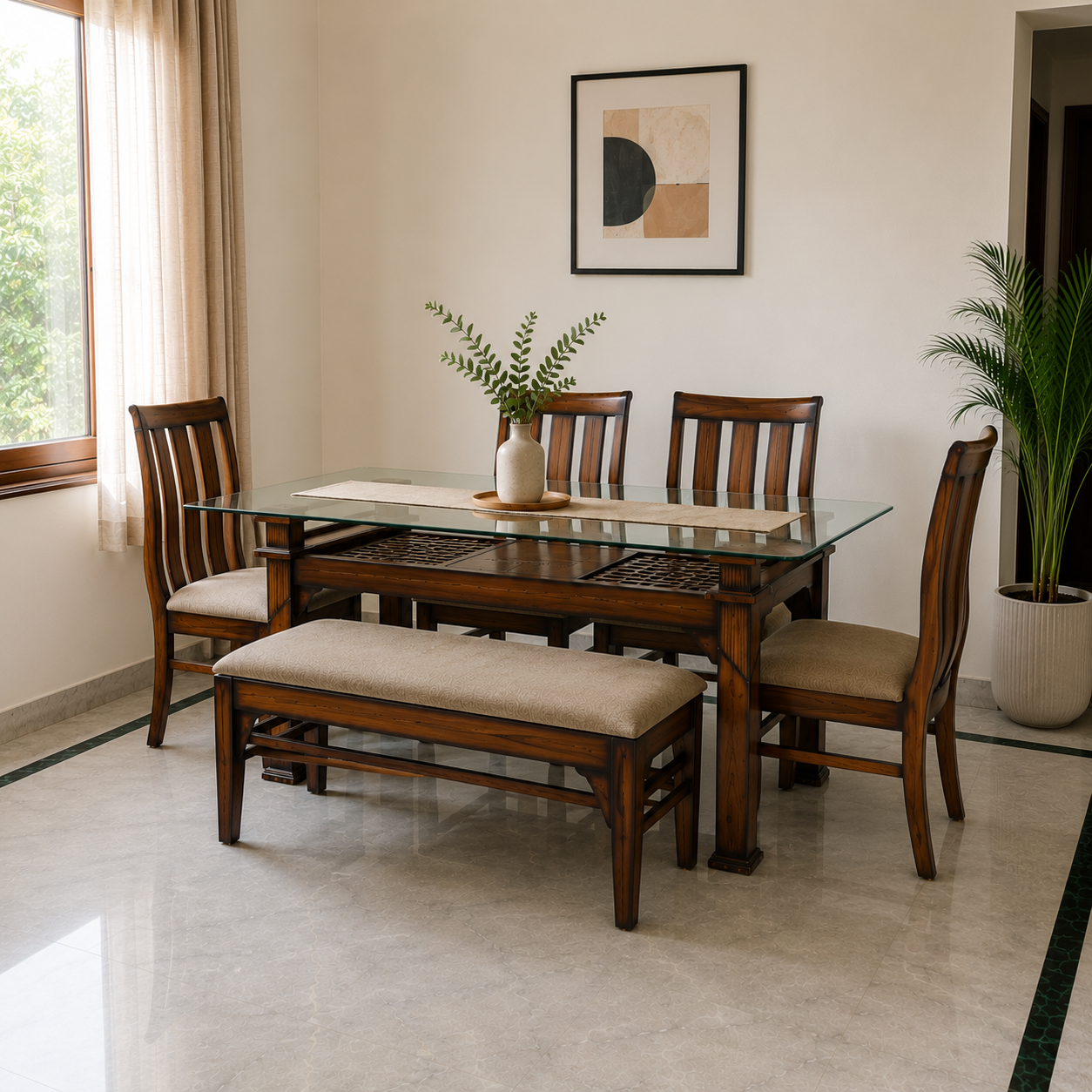 Sheesham Wood 6-Seater Dining Set