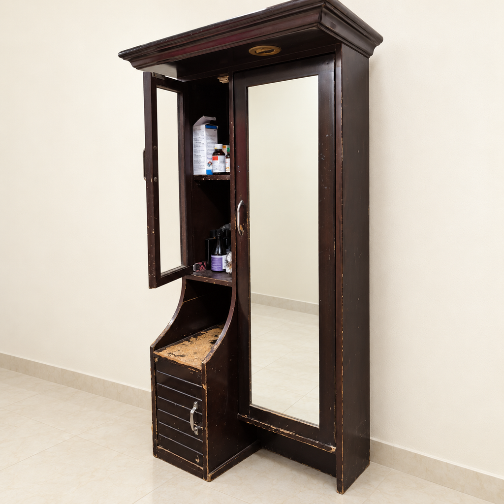 Tall Wooden Dressing Cabinet with Mirror hero