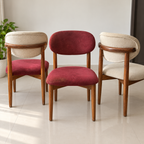 Teak Wood Dining Chairs with Foam Cushion Seats (Set of 3)