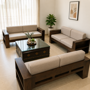 Fabindia Pure Mango Wood Sofa Set (2+2+2)