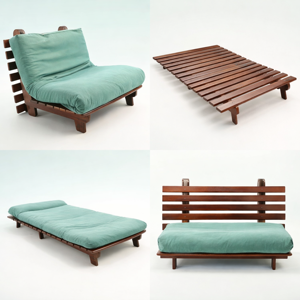 Pepperfry Solid Wood Futon / Sofa Cum Bed