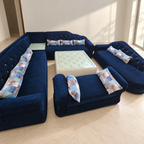 Navy 12-Seater Sofa Set with Glass-Top Centre Table - pre-owned item in Delhi - hero