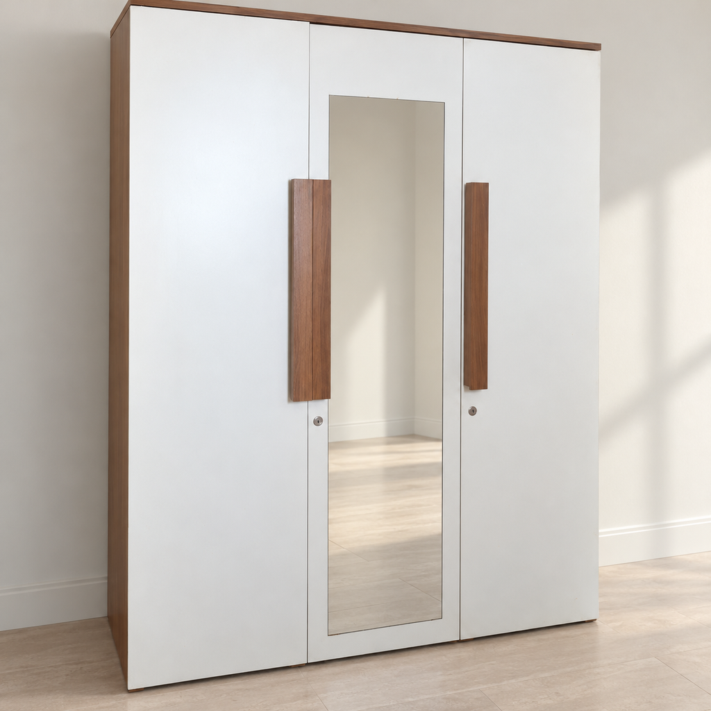 Bianca Three-Door Wardrobe with Mirror - pre-owned item in Delhi - hero