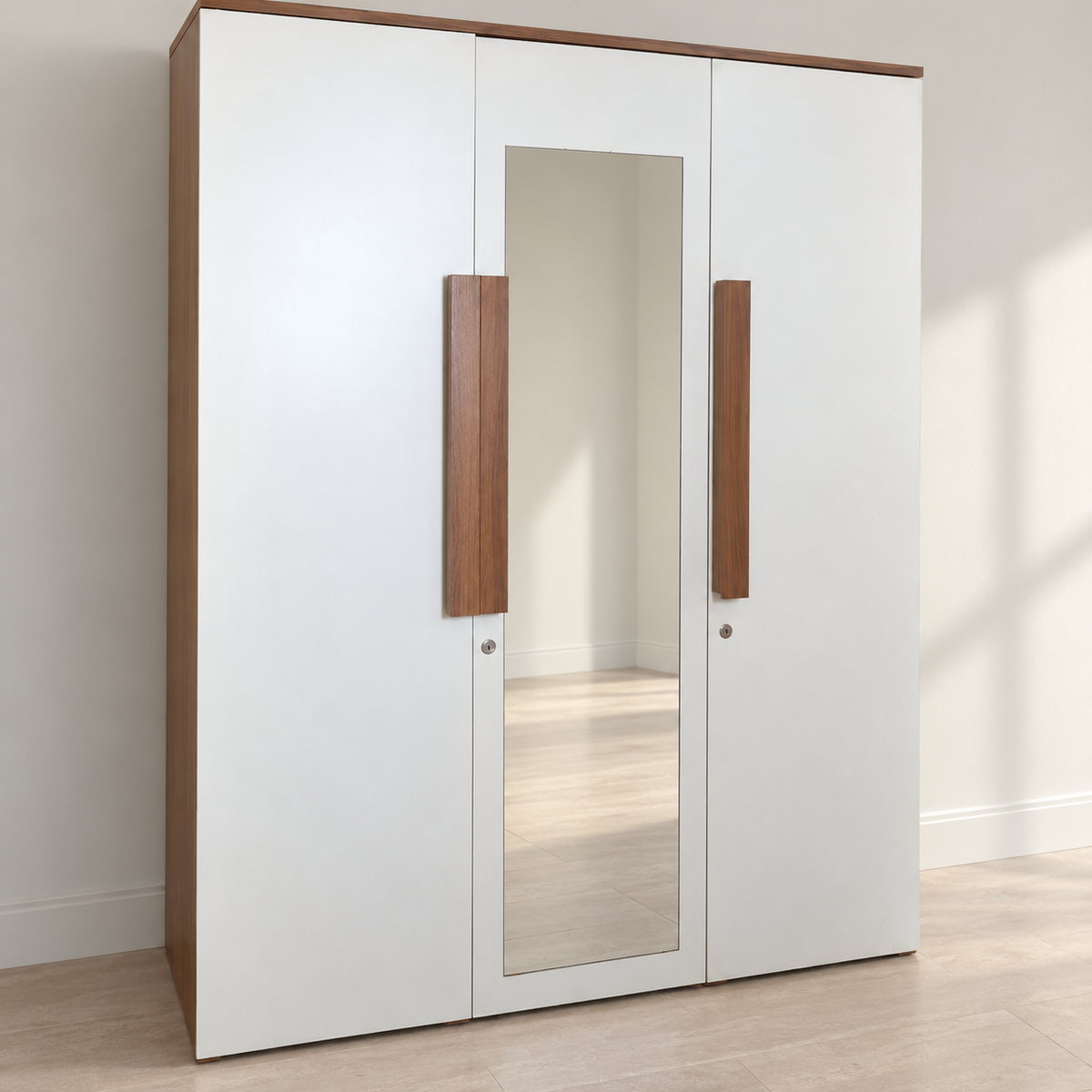 Bianca Three-Door Wardrobe with Mirror - pre-owned item in Delhi - hero