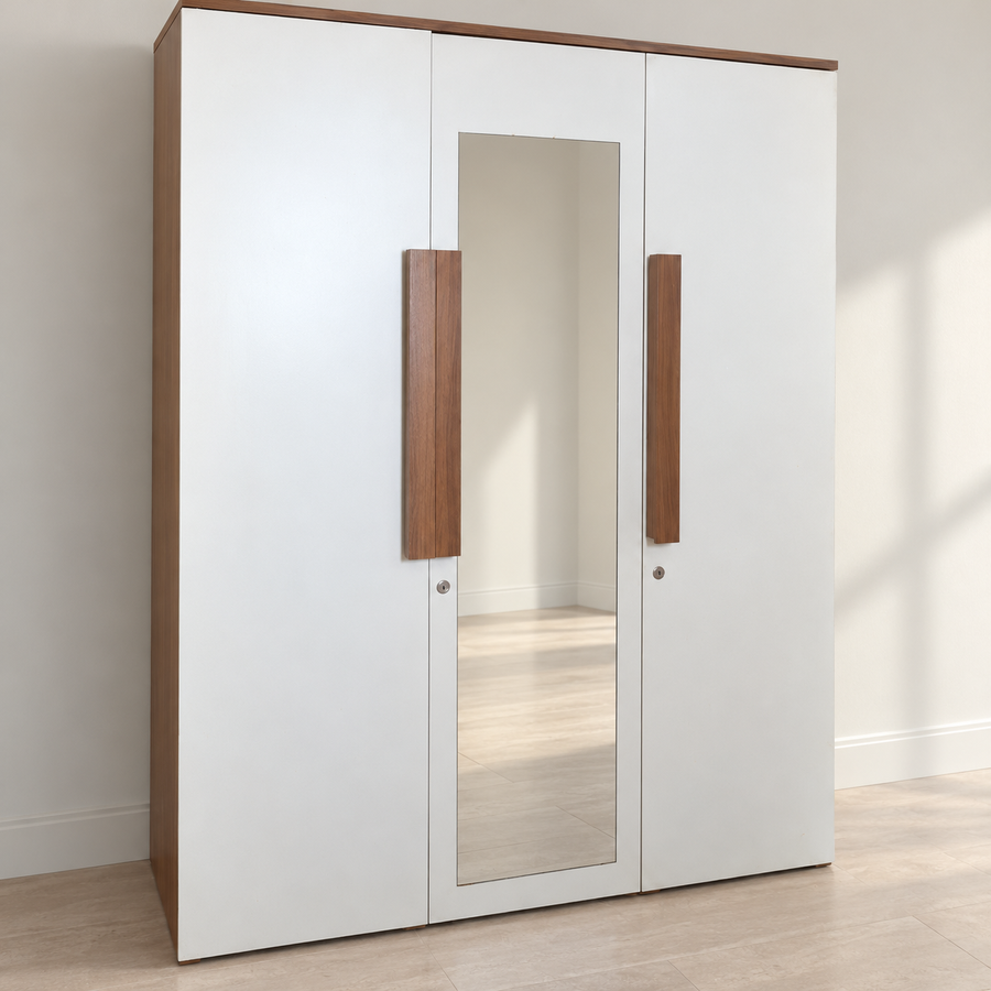 Bianca Three-Door Wardrobe with Mirror - pre-owned item in Delhi - hero