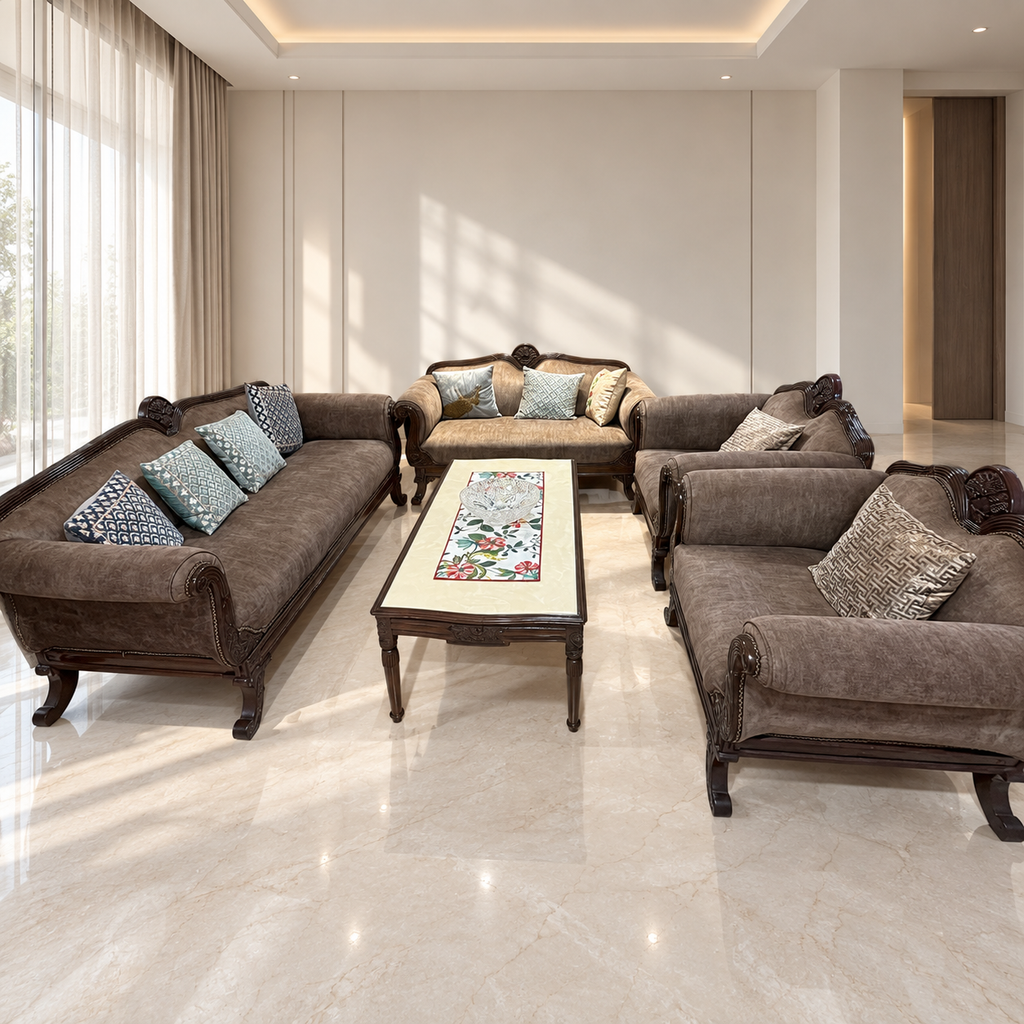7-Seater Sofa Set with Marble Top Centre Table - Giveasy hero image