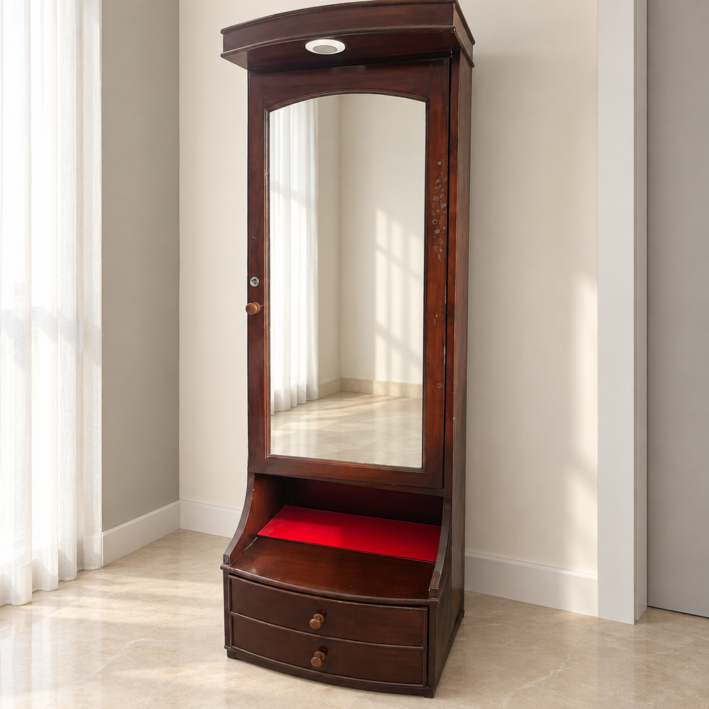 Solid Teak Wood Dressing Table with Mirror - Giveasy hero image