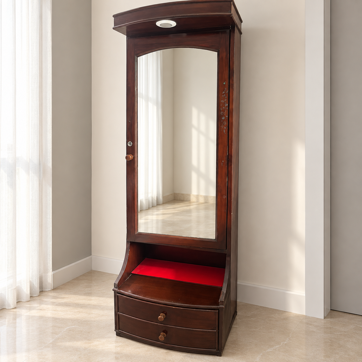 Solid Teak Wood Dressing Table with Mirror - Giveasy hero image