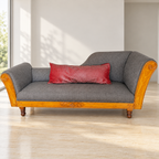 3-Seater Teak Wood Couch with Grey Cushions - Giveasy hero image
