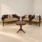 Teak Wood 2+2 Seater Sofa Set with Round Side Table — Giveasy photo-based hero