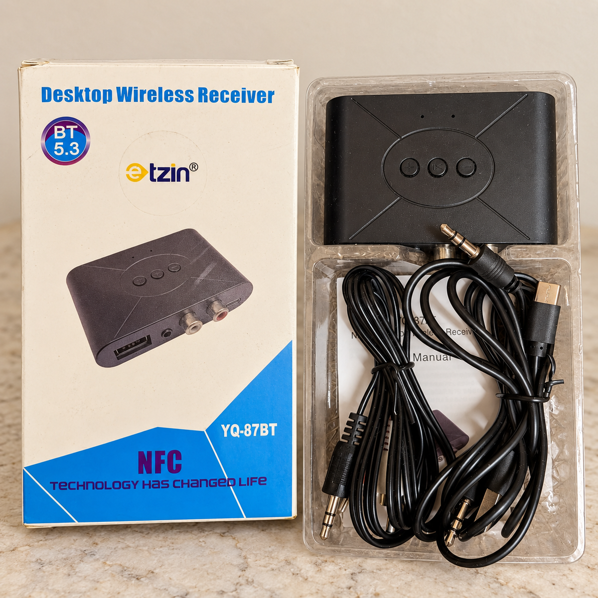 Giveasy hero: ETZIN Bluetooth 5.3 Audio Receiver with NFC (YQ-87BT) — original visible condition preserved
