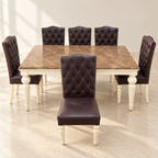 Marble Top 6-Seater Dining Table Set in a neutral room