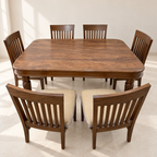 6-Seater Wooden Dining Table Set in a neutral room