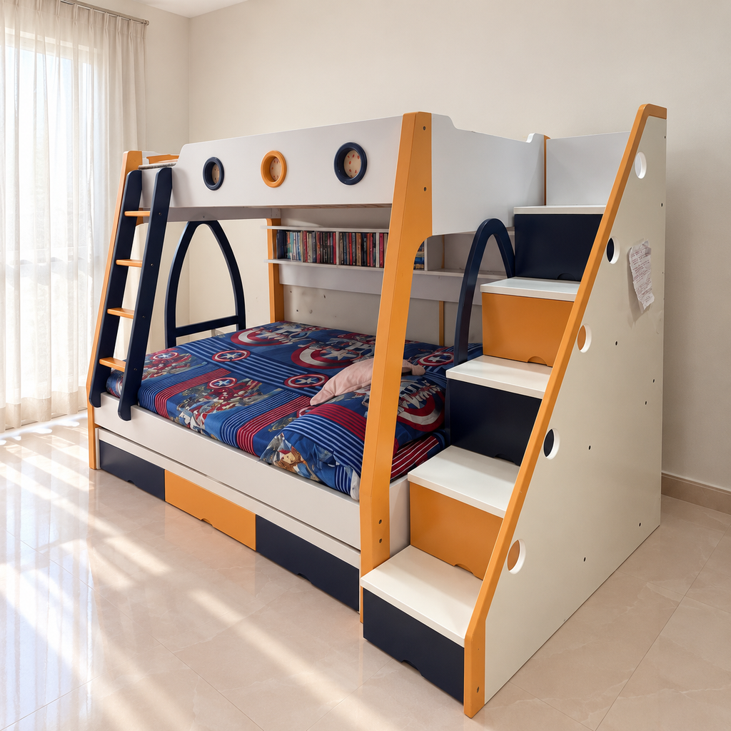 Giveasy hero — Kids Bunk Bed with Storage Staircase and Trundle
