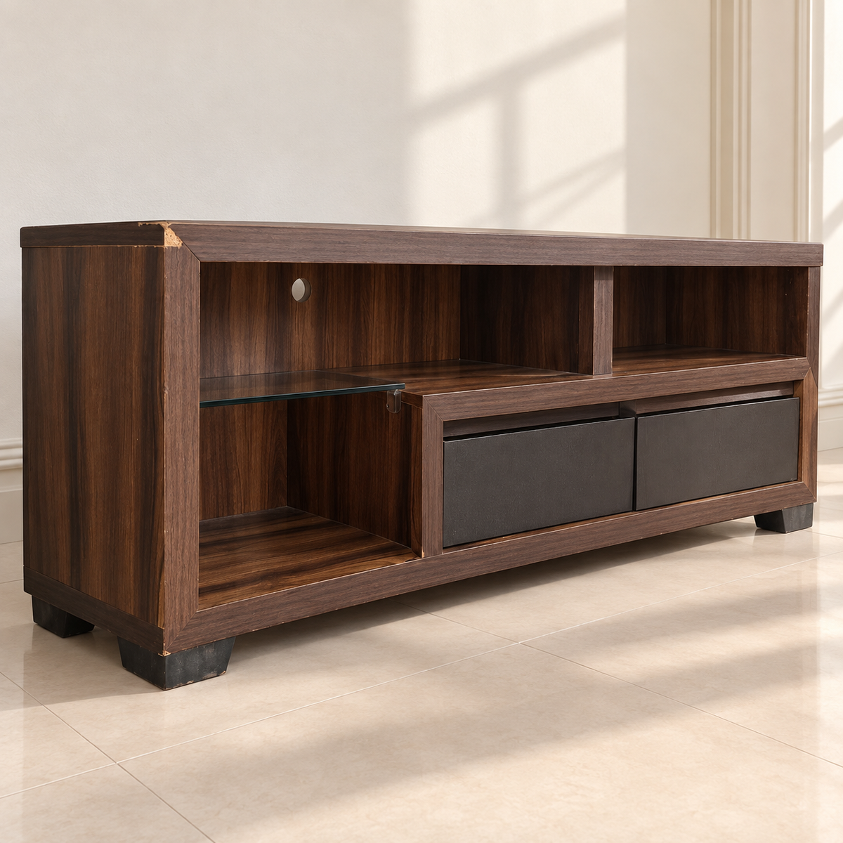 TV Unit with Drawers for 43 inch TV in a neutral room
