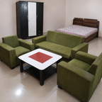 Giveasy hero — Home Furniture Set: 5-Seater Sofa, Coffee Table, 3-Door Wardrobe and Queen Bed (mattress shown excluded)