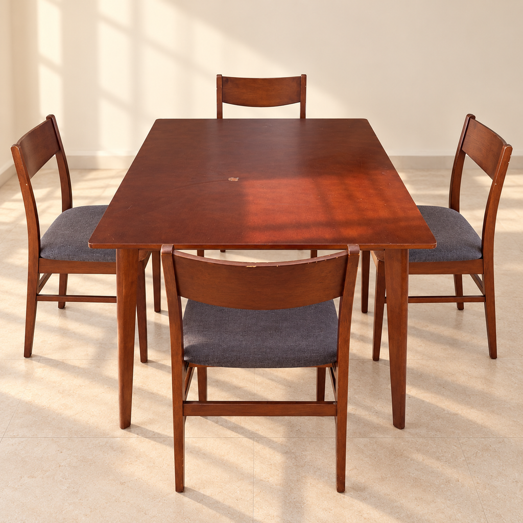 Urban Ladder 4-Seater Dining Table Set in a neutral room