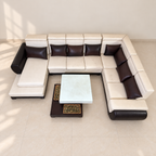 Giveasy hero: 7-Seater U-Shaped Leatherette Sofa with Centre Table — original visible condition preserved