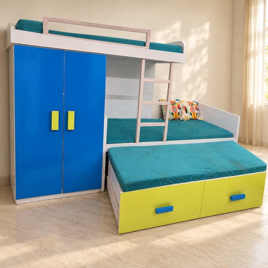 Giveasy hero — Kids Loft Bunk Bed with Wardrobe, Storage Drawers and Trundle (Sleeps 3)