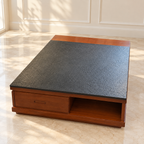 Durian Centre Table with Drawer and Shelf in a neutral room