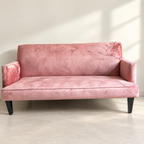 Pink Velvet 3-Seater Sofa in a neutral room
