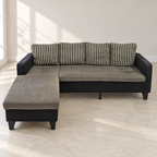 Giveasy hero — Pepperfry L-Shaped Fabric Sofa with Chaise, Grey and Black