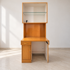 Giveasy hero — Wooden Computer Table with Overhead Glass Shelf Unit