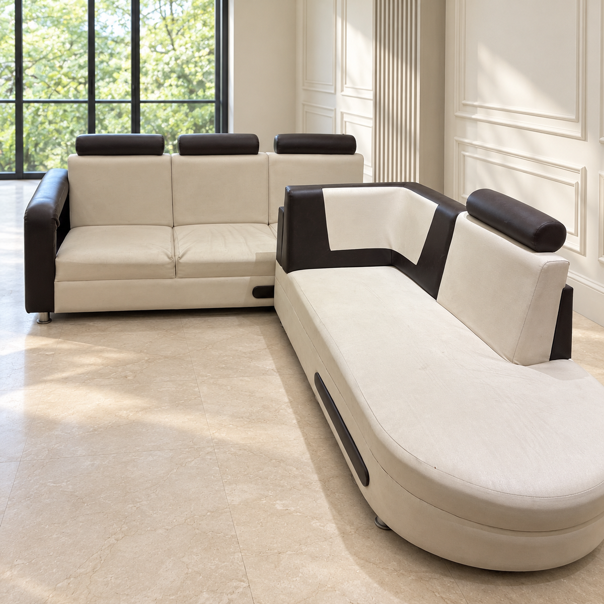 L-Shaped 5-Seater Fabric Sofa - giveasy hero