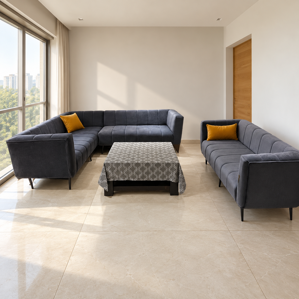 3 + 3 + 2 seater L shape sofa with Centre Table - giveasy hero