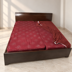 Double Bed, Dark Laminate Finish, Low-Profile Headboard - giveasy hero