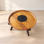 Fabuliv Round Wooden Coffee Table with Black Inlay - hero