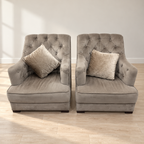 Pair of Grey Button-Tufted Armchairs - hero