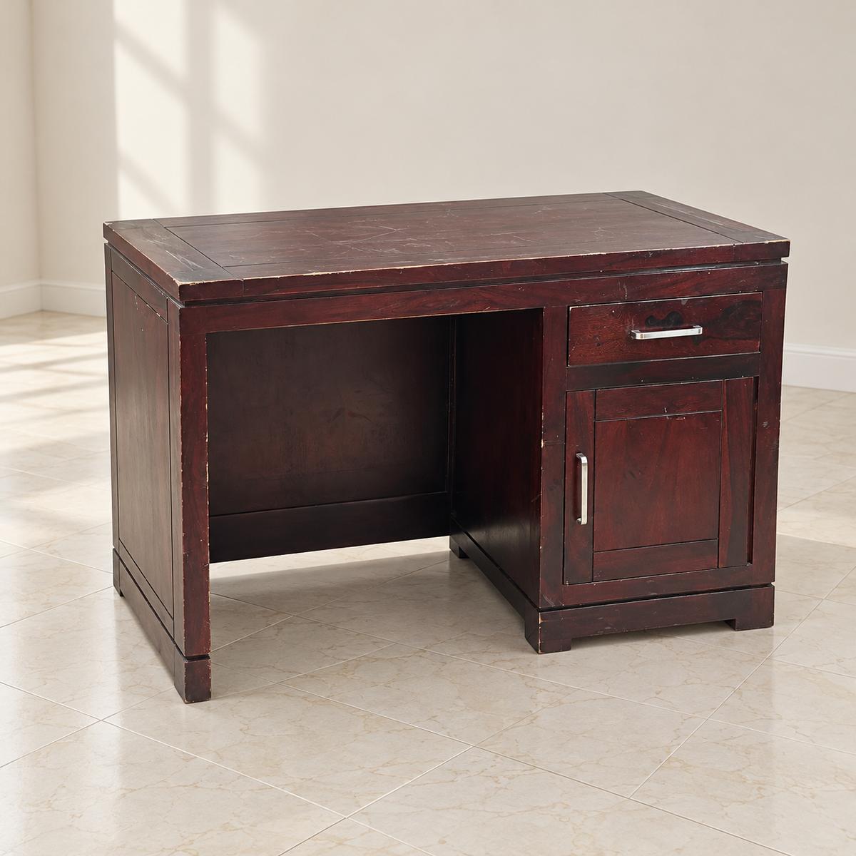 Evok Sheesham Study Desk with Drawer and Cabinet - hero