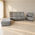 Wakefit Grey Sofa Bed Set with Armchair and Ottoman - hero