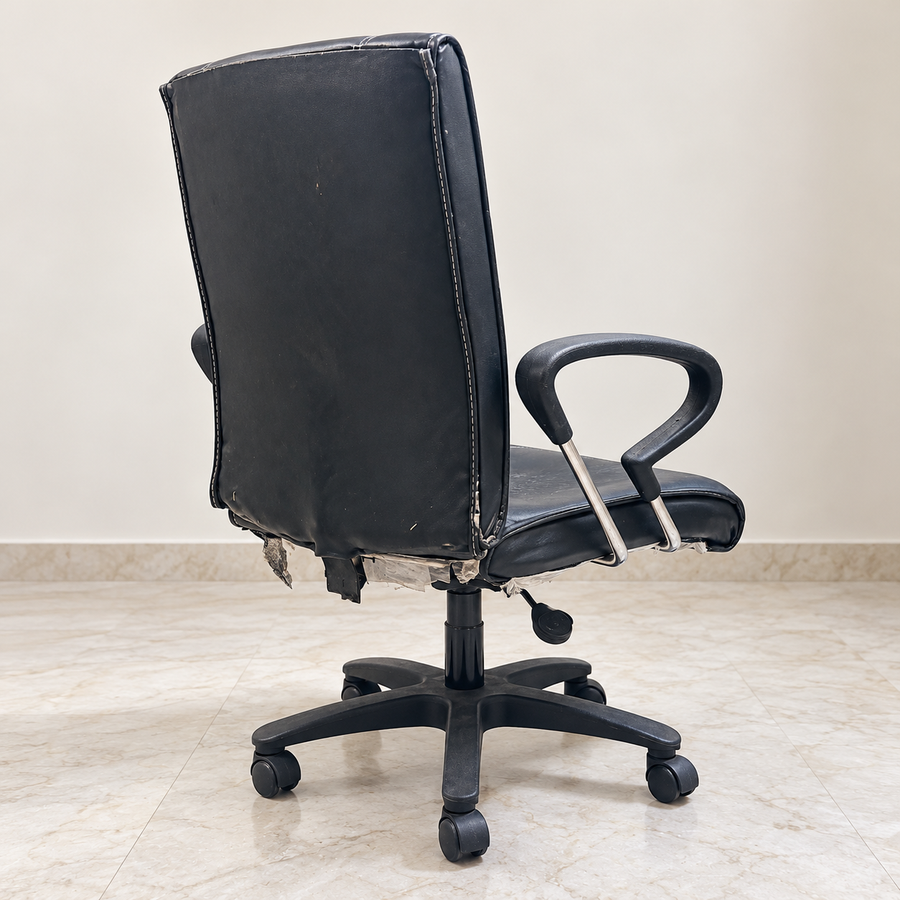 Black High-Back Office Chair, Upholstery Repair Needed - hero
